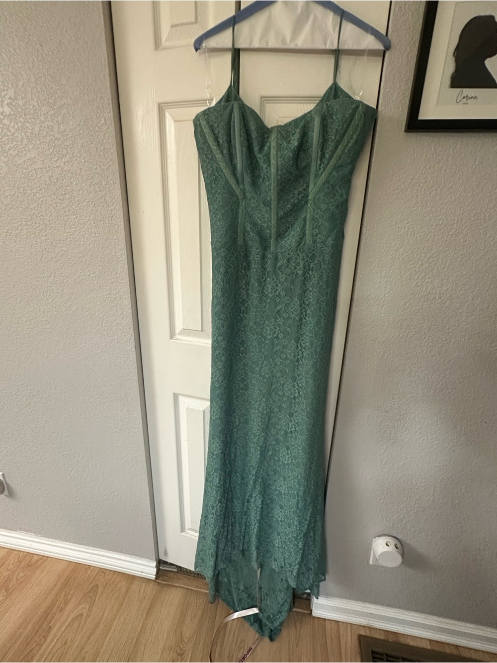 House of CB Teal Lace Maxi Slip Dress